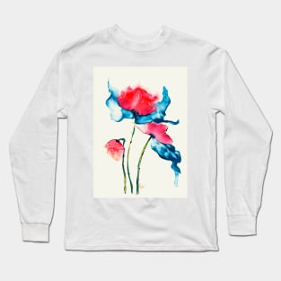 Poppies in Watercolour Long Sleeve T-Shirt